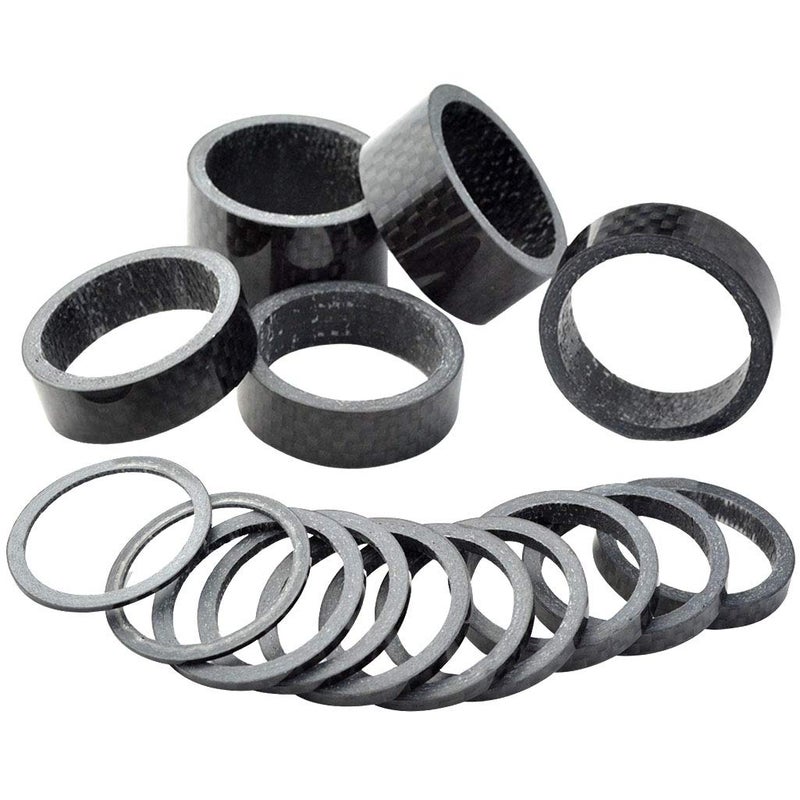 Fengek 15 Pcs Headset Spacer for Bicycle, 7 Sizes Carbon Fiber Road Bicycle Stem Headset Spacers Kit for 1-1/8 Inch Stem, 1mm 2mm 3mm 5mm 10mm 15mm 20mm - Image 1